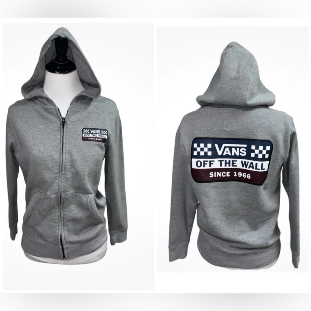 VANS Off the Wall Boy's S Small Full Zip Hoodie Sweater Graphic Print Cotton
